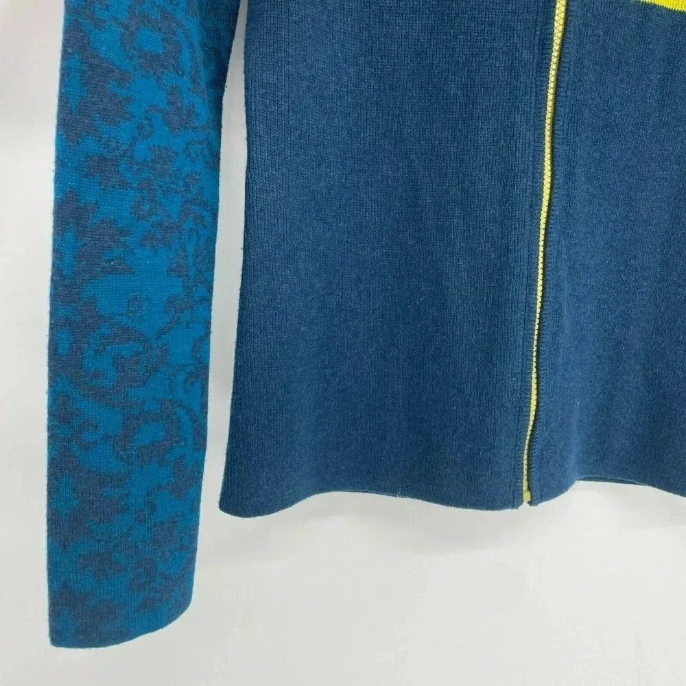 Title Nine Sweater Women's Sz XS Blue Knit Heather Hooded Full Zip Long Sleeves - Picture 4 of 7